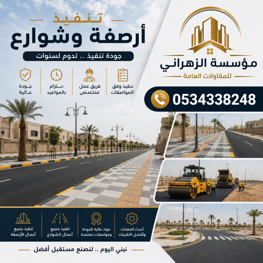 تنفيذ أرصفة وشوارع